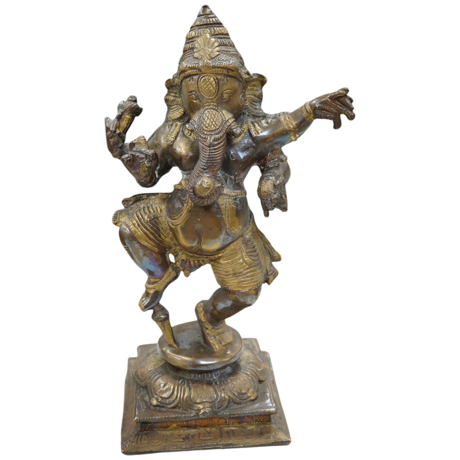 A gilt bronze statue of Ganesh, 30cm high. Condition - fair to good, general wear to the surface